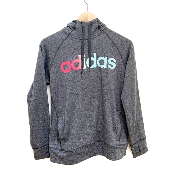 adidas Tops - Adidas gray graphic sweatshirt hoodie M